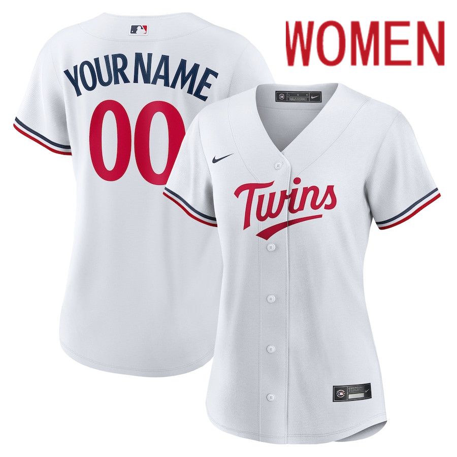 Women Minnesota Twins Nike White Home Replica Custom MLB Jersey